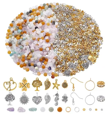 1227 Natursteinkralen-Set für Armbänder, Edelsteine, DIY-Basteln