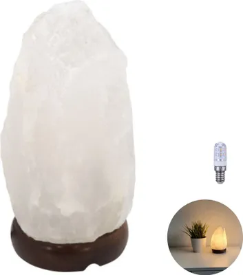 Produktbild von Salzkristall-Lampe Salzstein Salzlampe Kristal Lampe inkl. LED Leuchtmittel Höhe ca. 19cm ca. 2-3KG Saunabeleuchtung weiß
