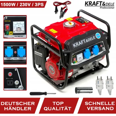 Produktbild von KRAFT&DELE | Stromerzeuger, 1500W Maximalleistung, 12/230V, 3kM, Ölmangelsicherung, Überlastschutz