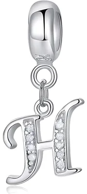 Productafbeelding van Initialen bedel, 925 sterling zilver, zirkonia, letters A-Z, 4,5 mm gat, compatibel met Europese armbanden