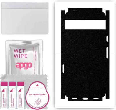 Produktbild von apgo Rückseite + Seiten Schutzfolie, Skin, kompatibel mit Google Pixel 7A, Hinten Displayschutzfolie aus Vinylfolie, kratzfest, einfache Montage - Mattschwarz