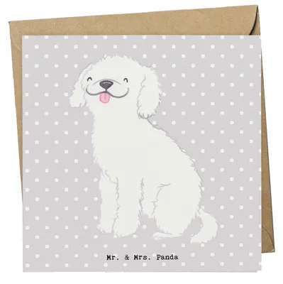 Produktbild von Mr. & Mrs. Panda Glückwunschkarte Kleinpudel Lebensretter - Grau Pastell - Geschenk, doppelkarte, Klappkarte, anlasskarte, faltkarte, Grußkarte, Pudel