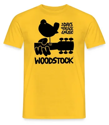 Produktbild von Spreadshirt Woodstock Logo Schwarz 3 Days Of Peace & Music Männer T-Shirt, XL, Gelb