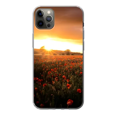 Produktbild von MuchoWow® Handyhülle Schutzhülle Hülle für iPhone 13 Pro Max Sonnenuntergang über den Mohnblumen in England Silikon Softcase Handy Hülle - Mobiltelefon