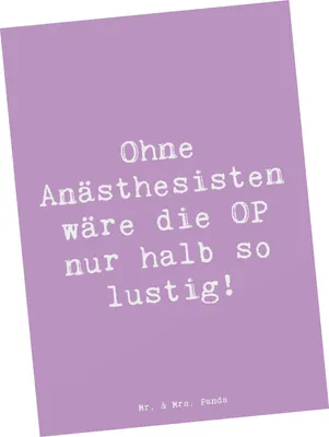 Produktbild von Mr. & Mrs. Panda Postkarte Spruch Anästhesist Humor - Lavendeltraum - Geschenk, Ansichtskarten, Narkosearzt, Geschenke für Berufstätige, Grußkarte, Beruf, Anästhesie