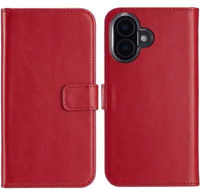 Immagine prodotto di Selencia Custodia a libro in vera pelle per iPhone 16 - Rosso