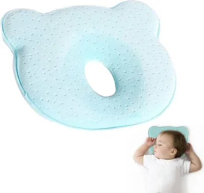 Produktbild von Baby Kissen,Babykissen gegen plattkopf,Orthopädisches Baby Kissen,Kissen Säugling Neugeborene,Babykissen gegen,Baby Memory Schaum Kissen,Kleines Babykopfkissen,0-24 Monate(Blau)