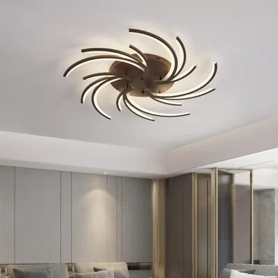 Produktbild von LED Deckenleuchte 2042K-5 Ø 102cm mit Fernbedienung Lichtfarbe/ Helligkeit einstellbar weißer Acryl-Schirm kaffefarbe lackierte Metallrahmen Modernes Design