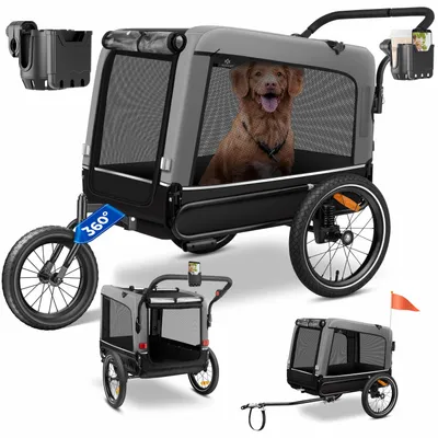 Produktbild von KESSER® Hundeanhänger Boxer 3-in-1 Hundebuggy & Jogger Fahrradanhänger groß ca. 240 Liter Volumen, gefedert, 360° Grad Vorderrad, 600D Oxford Canvas, SmartSpace Concept, maximale Belastbarkeit: 40 kg