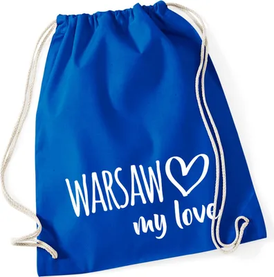 Produktbild von Huuraa Turnbeutel Warsaw my love 12 Liter Bright Royal Baumwolle Rucksack Geschenkidee