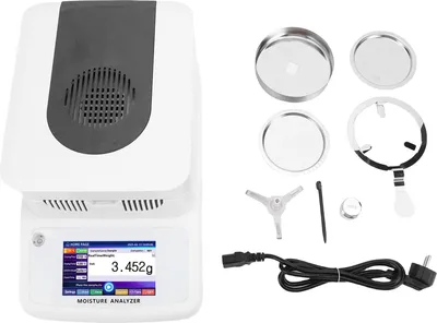 Produktbild von 120g Halogen Wasser Analysator 0,005g Genauigkeit 5 Zoll Touchscreen Wassergehalt Tester mit Halogen Heizung RS232 Schnittstelle für Lebensmittel Mais Futtermittel EU Stecker