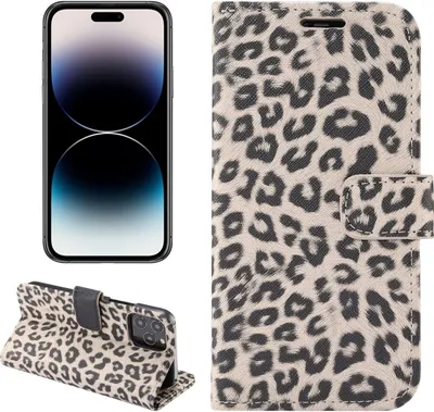Produktbild von Mobigear Leopard iPhone 14 Pro Hülle Klapphülle Geldbörse - Braun