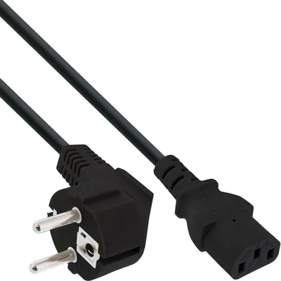 Produktbild von InLine Netzkabel, Schutzkontakt gewinkelt auf Kaltgerätestecker C13, 0,5m, 0,5 m, C13-Koppler, CEE7/7