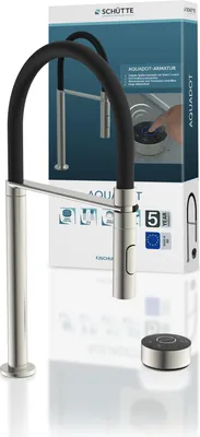 Produktbild von AQUADOT Digitale Spültischarmatur mit Smart Control, Edelstahloptik/Schwarz, mit Soft-Touch Schlauch