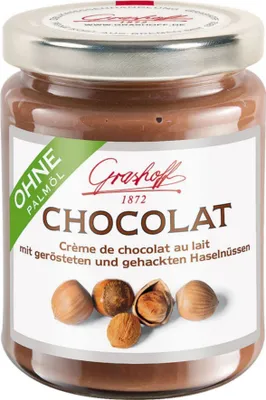 Produktbild von Schoko-Creme CHOCOLAT mit Milchschokolade und Haselnüssen von Grashoff, 235g