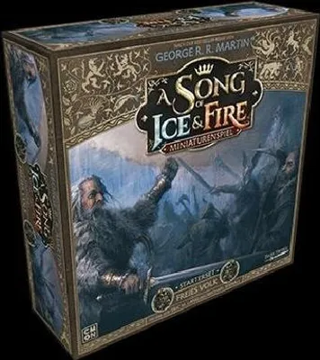 A box for a board game, "A Song of Ice & Fire: Miniatures Game", featuring artwork from the series.