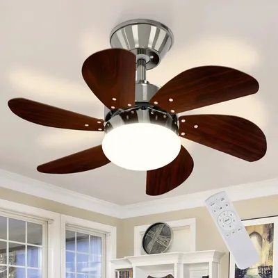 Obrázek produktu pro ZMH Stropní ventilátor 23W LED se světlem s dálkovým ovládáním Časovač Ztlumit stropní světlo 6 lopatek ventilátoru pro obývací pokoj Kuchyňská dílna
