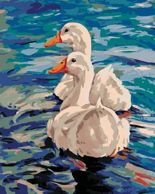 Obrázek produktu pro Zuty - Diamantové malování - DVĚ KACHNY NA VODĚ, 40x50 cm, bez rámu a bez vypnutí plátna