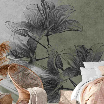 Produktbild von A.S. Creation Livingwalls Fototapete The Wall 382781 Eine Rolle Ein Motiv 3.71 x 2.80 m Floral Grau