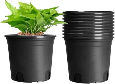Image de Lot Sauveer - 22 cm - pots à fleurs en plastique noir - vases d'intérieur - vases à fleurs - pots de jardin - pots de jardin noirs