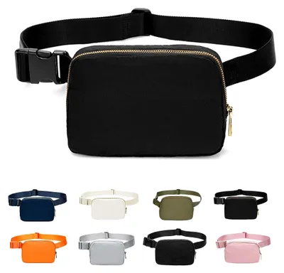 Produktbild von Hüfttasche für Damen und Herren, Nylon, verstellbarer Riemen, für Laufen, Wandern und Reisen (Schwarz)