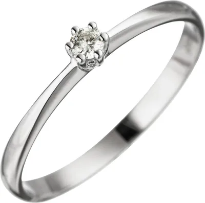Produktbild von Gr. 58 Damen Ring 585 Gold Weißgold 1 Diamant Brillant Weißgoldring Diamantring