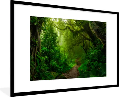 Produktbild von MuchoWow® Gerahmtes Poster Landschaft - Dschungel - Tropisch - Sonne - Grün 90x60 cm - Poster mit Schwarzem Bilderrahmen Wandposter Rahmen Foto Bilder - Wanddekoration - Fotos