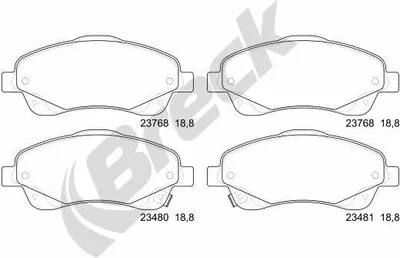 Produktbild von BRECK Bremsbeläge Satz Vorne Bremsklötze für TOYOTA AVENSIS Kombi (T25) 23768 00 701 10