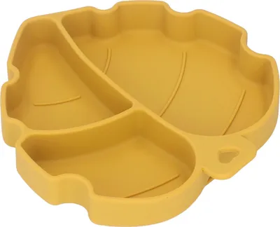 Produktbild von Baby-Saugnapfplatte aus lebensmittelechtem Silikon, getrennter Bereich, spülmaschinengeeignet, geteilter Teller für das Essen zu Hause, Gelb