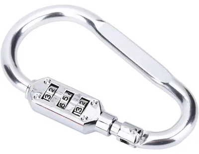 Produktbild von Zahlenschloss D-Typ Vorhängeschloss Reisetasche Gepäckschloss Karabiner Kofferschloss Silber Aluminiumlegierung Zinklegierung