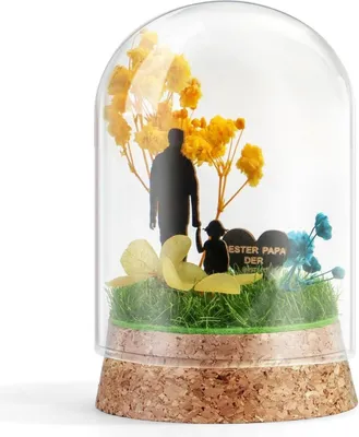 Produktbild von Handgefertigte Ewige Blumen im Glas mit Geschenkbox für Papa