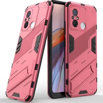Produktbild von Armor Hülle für Xiaomi Poco C55 /Redmi 12C, Hybrid PC TPU Bumper Stoßfestes Schutzhülle mit Standfunktion Rosa