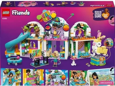 Produktbild von LEGO Friends 42686 Indoor-Spielplatz, Bauset ab 7 Jahren, Kletternetz, Bällebad, 3 Mini-Puppen