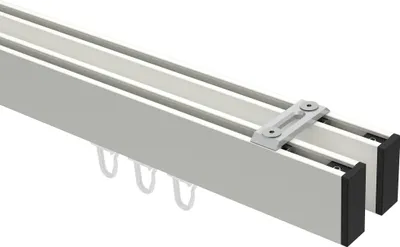 Produktbild von Interdeco Innenlaufstange / Gardinenstange mit Innenlauf Weiß / Schwarz, Typ Smartline Paxo (Kappe) Deckenmontage, 14x35 mm 2-läufig, 480 cm