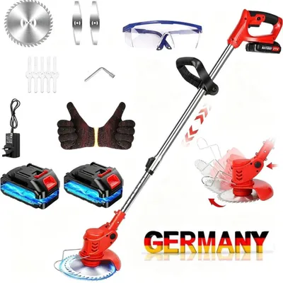 Productafbeelding van Accu-grastrimmer met 2 accu's en oplader, elektrische grasklipper, motormaaier, 800W