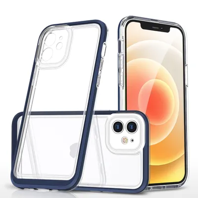 Zdjęcie produktu dla Clear 3in1 etui do iPhone 12 żelowy pokrowiec z ramką niebieski