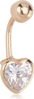 Produktbild von Bauchnabelpiercing Herz 10mm 333 Gelb Gold 8 Karat Banane Zirkonia Weiß