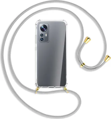 Produktbild von Handykette Backcover-Schutzhülle mit Band (Metall goldfarben) für Xiaomi 12 - silbergrau