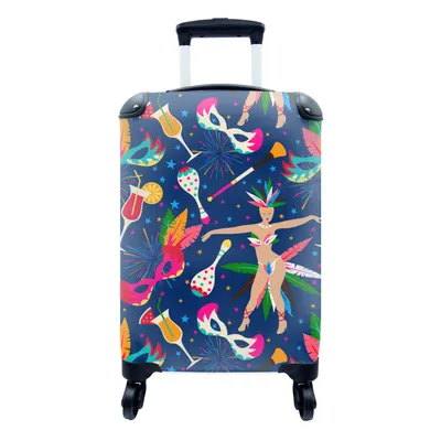 Produktbild von MuchoWow® Koffer Handgepäck Trolley Rollkoffer Kleine Reisekoffer mit 4 Rollen - Karneval - Brasilien - Muster - Cabin Size < 55x40x23 cm & 55x40x20 cm - Fotokoffer - Kabinenkoffer - Boardgepäck - Reise-Box - Reisekoffer - Reisegepäck - Koffer mit Bild - Trolley für Kinder