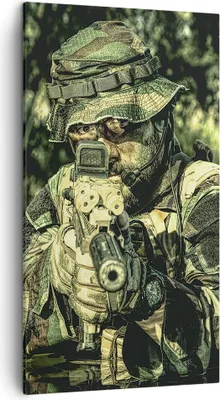 Produktbild von Bild auf Leinwand - Leinwandbild - Soldat Gewehr - 45x80cm - Wand Bild - Wanddeko - Wandbilder - Leinwanddruck - Bilder - Kunstdruck - Wanddekoration - Leinwand bilder - Wandkunst - PA45x80-3945