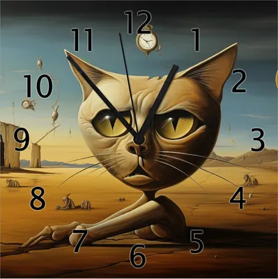 Produktbild von Wallario Design Wanduhr Katze als Zeitwächter aus Echtglas, Größe 30 x 30 cm
