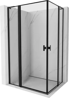 Produktbild von Mexen Mist L Duo Duschkabine schwenkbar 105 x 100 cm, schwarzer Rahmen, schwarz - 8A4L-105L-100P-70-70
