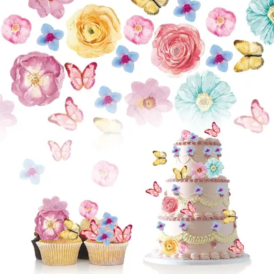 Image de Décoration florale comestible - 52 pièces, multicolore