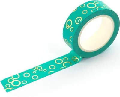 Produktbild von Oblique Unique Washi Tape Dekobänder Scrapbooking selbstklebend - türkis Goldringe