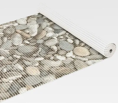 Produktbild von Weichschaummatte Badvorleger Bodenbelag Badläufer Antirutsch 130x260cm Steine Grau