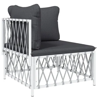 Produktbild von Garten-Ecksofa mit Kissen Weiß Gewebe