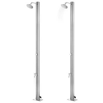 Immagine prodotto di vidaXL Doccia da giardino con piatto grigio 220 cm in acciaio inox