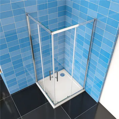 Produktbild von B.90x90XH.185cm Duschkabine Eckeinstieg Duschabtrennung Schiebetür 6mm Nano ESG Glas Duschkabinen