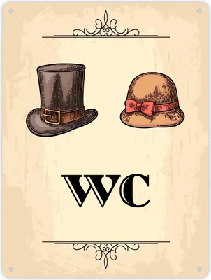Produktbild von Vintage Herren und Damen WC Schild in beige Schild Blechschild Aluminiumschild