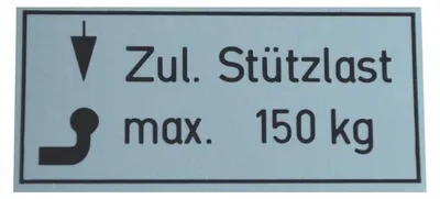 Produktbild von 1 x Stützlastschild Stützlastaufkleber Stützlast Anhängerkupplung 150kg Aufkleber
